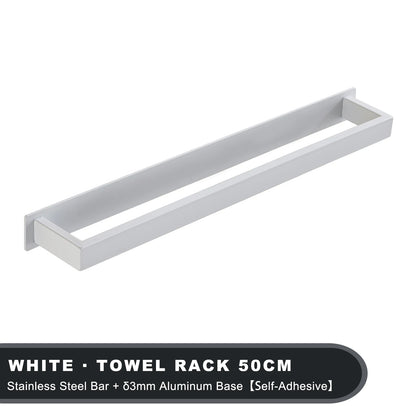 Black No-Drill Adhesive Towel Rack