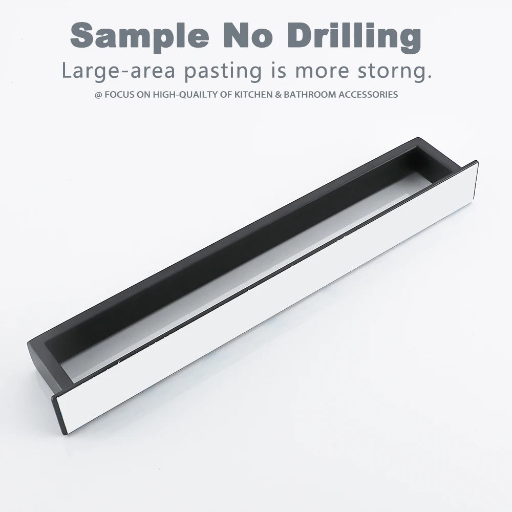 Black No-Drill Adhesive Towel Rack