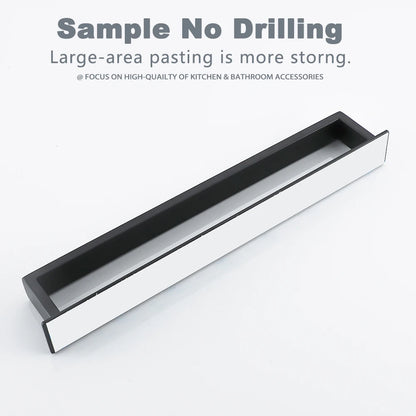 Black No-Drill Adhesive Towel Rack