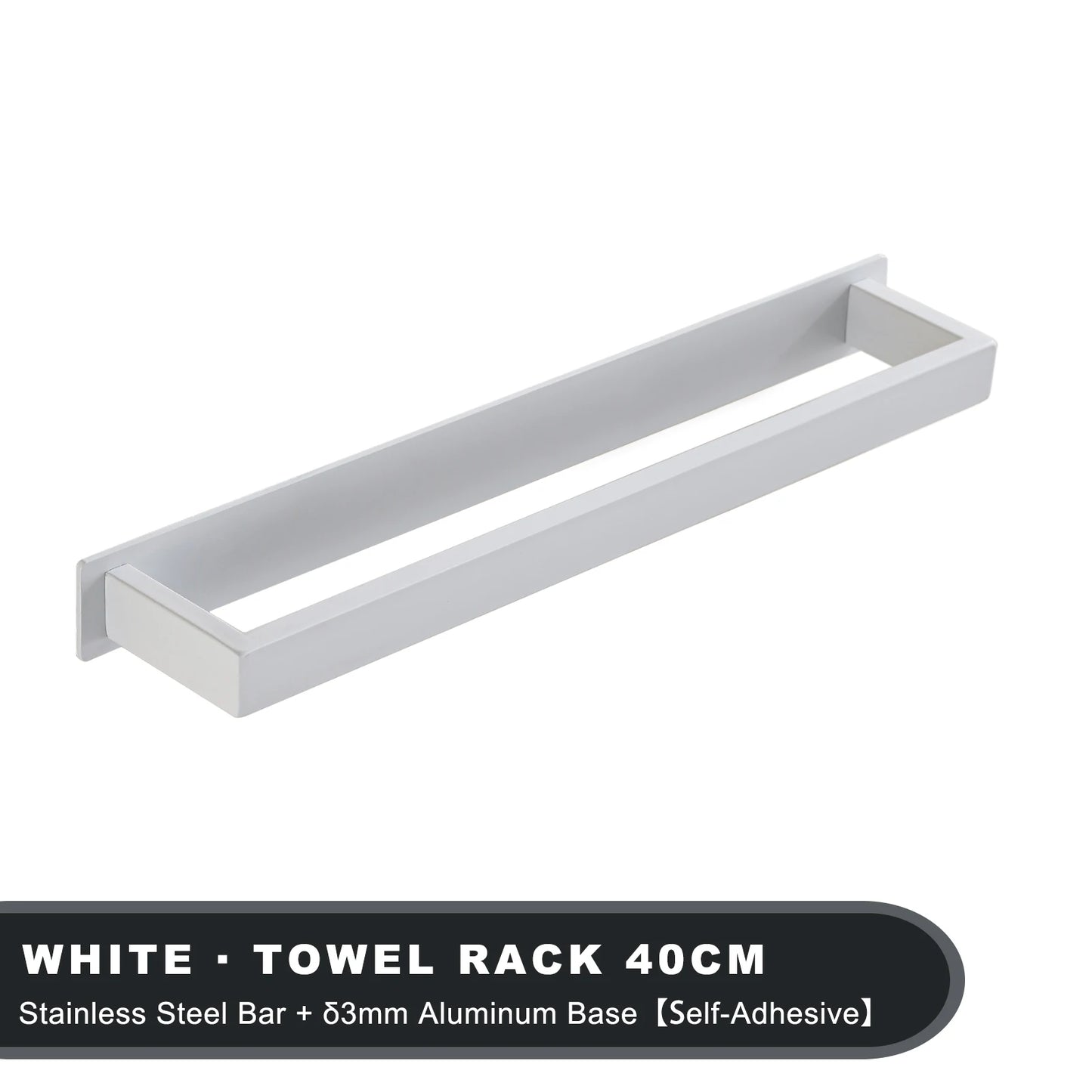 Black No-Drill Adhesive Towel Rack