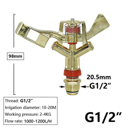 Metal Rain Gun Sprinkler 1/2-2" Female Thread