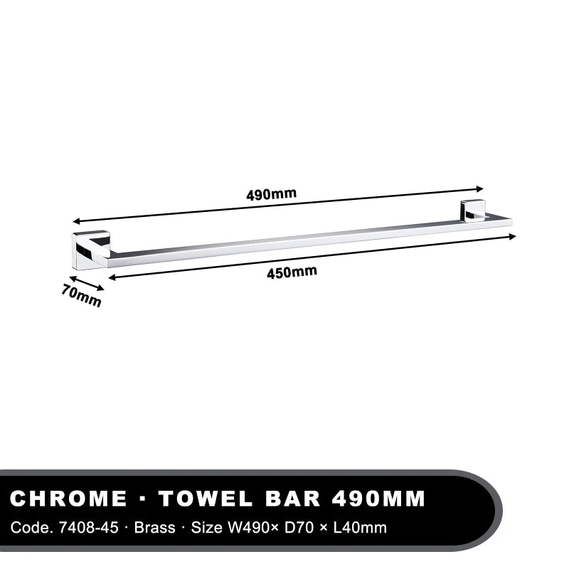 Chrome Single Towel Rail 30-80cm