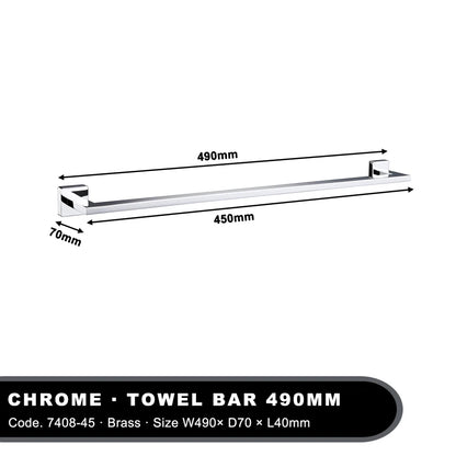 Chrome Single Towel Rail 30-80cm