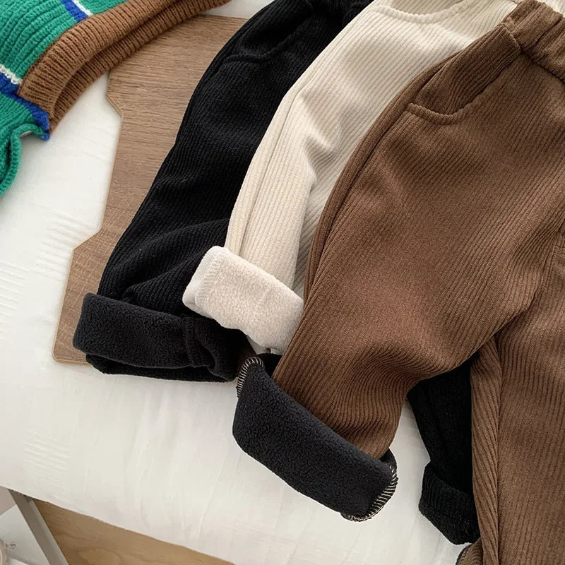 Kids Solid Straight-Leg Casual Pants