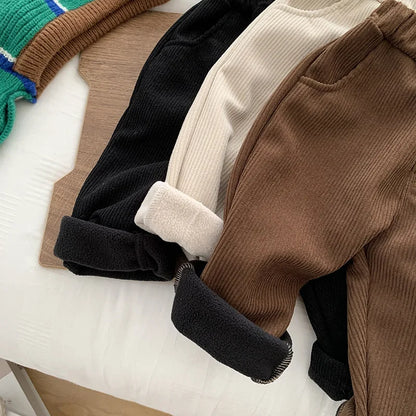 Kids Solid Straight-Leg Casual Pants