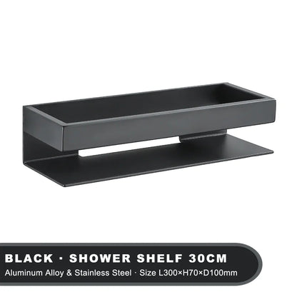 Black Corner Bathroom Storage Shelf