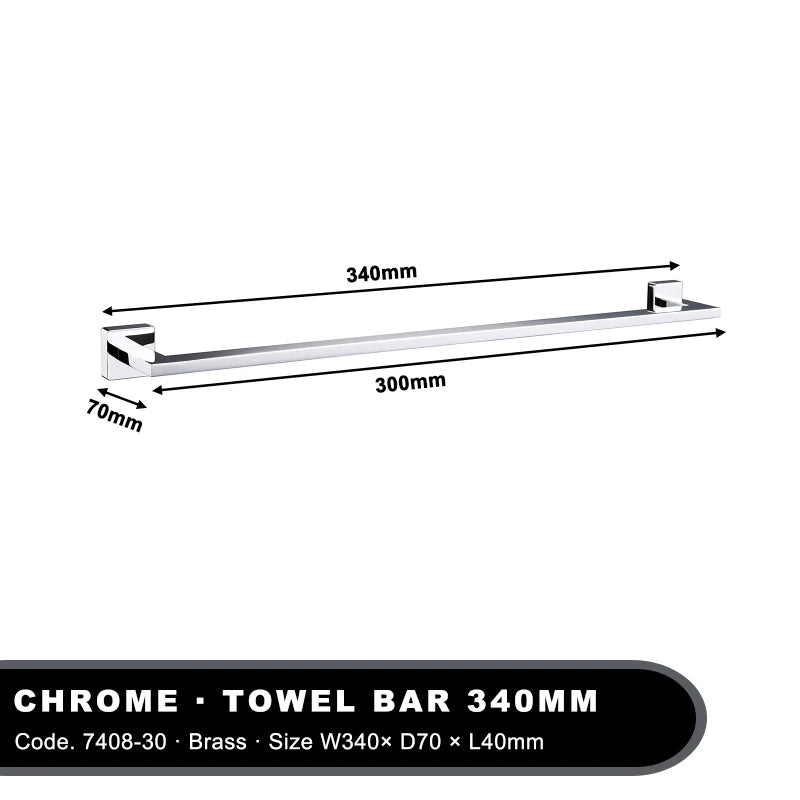 Chrome Single Towel Rail 30-80cm