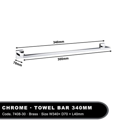Chrome Single Towel Rail 30-80cm