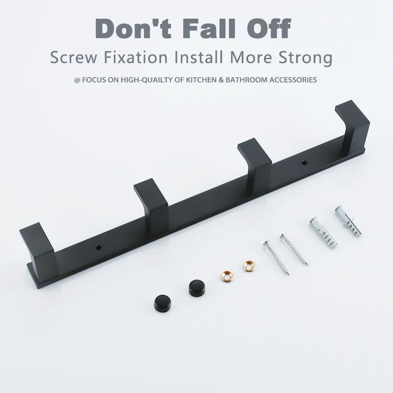 Black Heavy-Duty Wall Coat Hooks