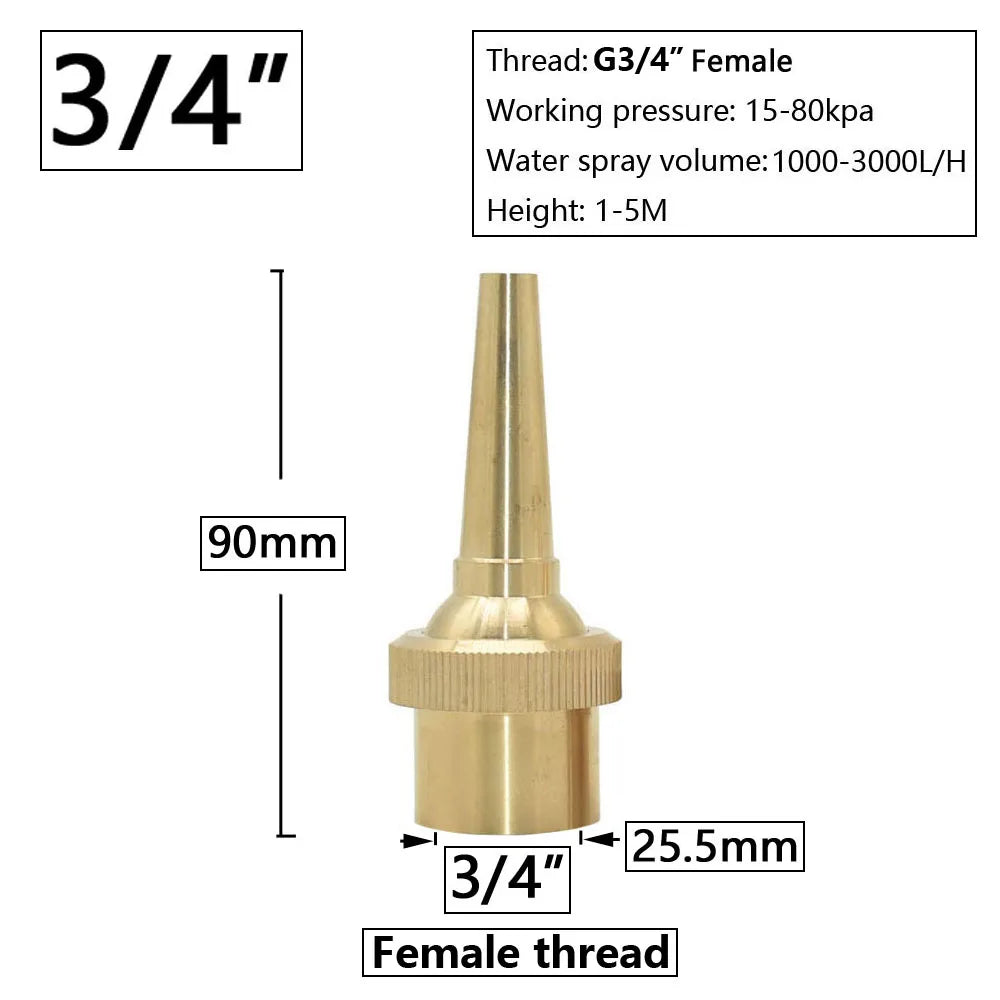 Brass Fountain Nozzle 1/4-1.5" Thread Decorative