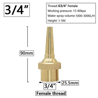 Brass Fountain Nozzle 1/4-1.5" Thread Decorative