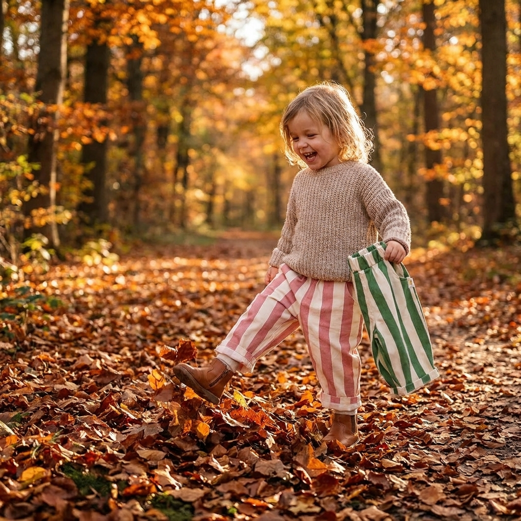 Kids High-Waist Stripe Pants lifestyle