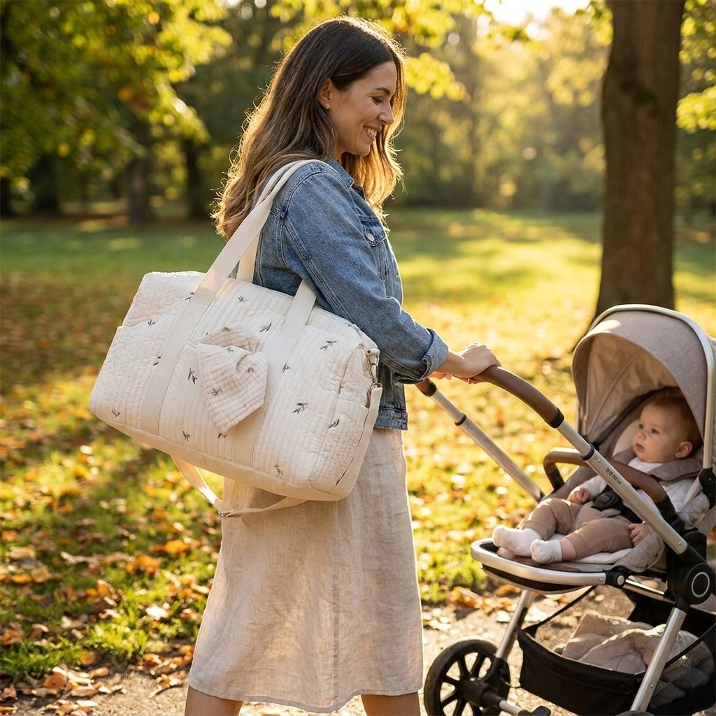Embroidered Mummy Bag lifestyle