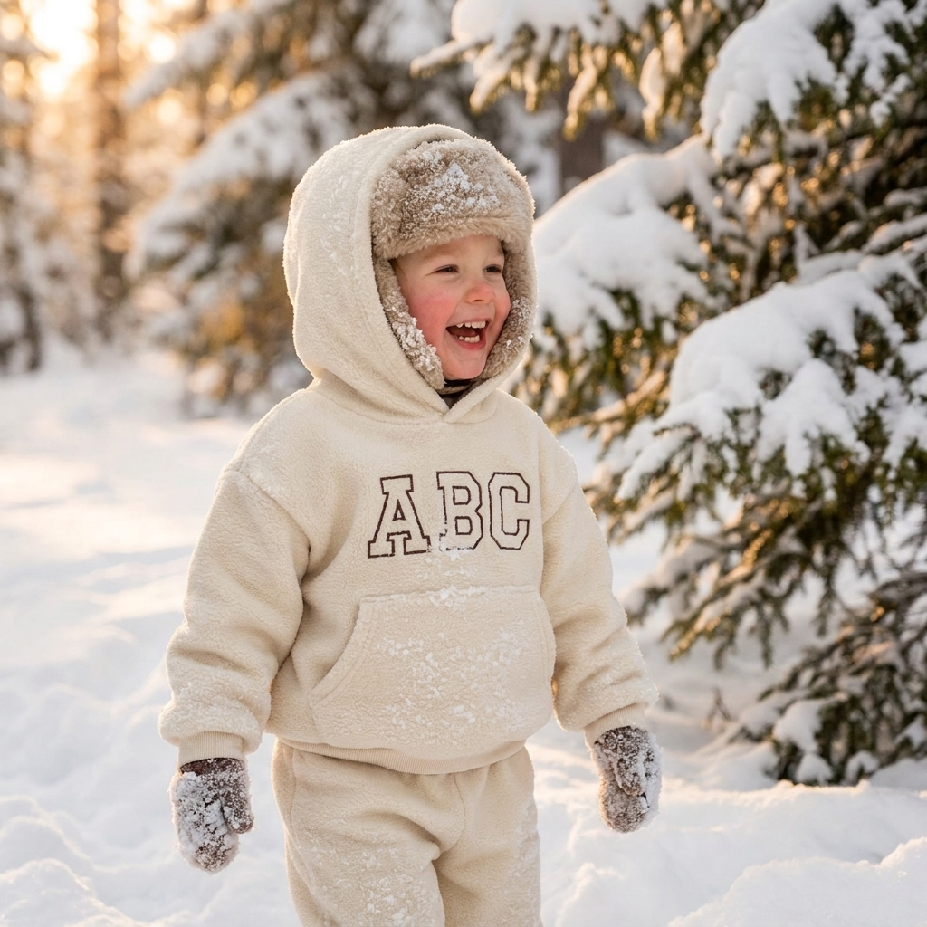 Kids Fur-Lined Winter Hoodie Set lifestyle