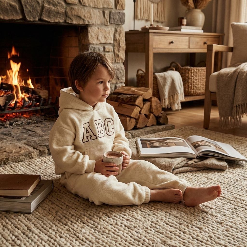 Kids Fur-Lined Winter Hoodie Set lifestyle 2