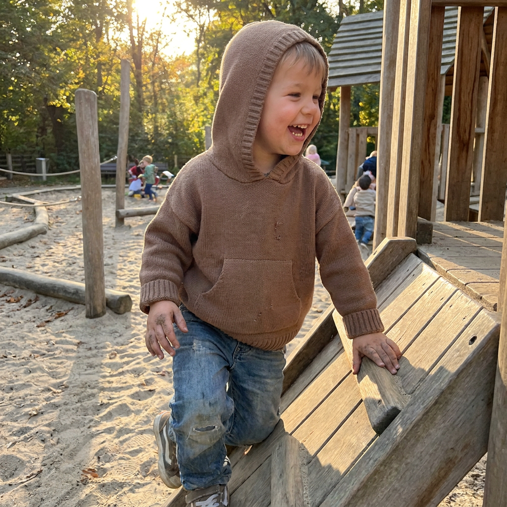 Kids Fine Knit Hoodie Sweater lifestyle