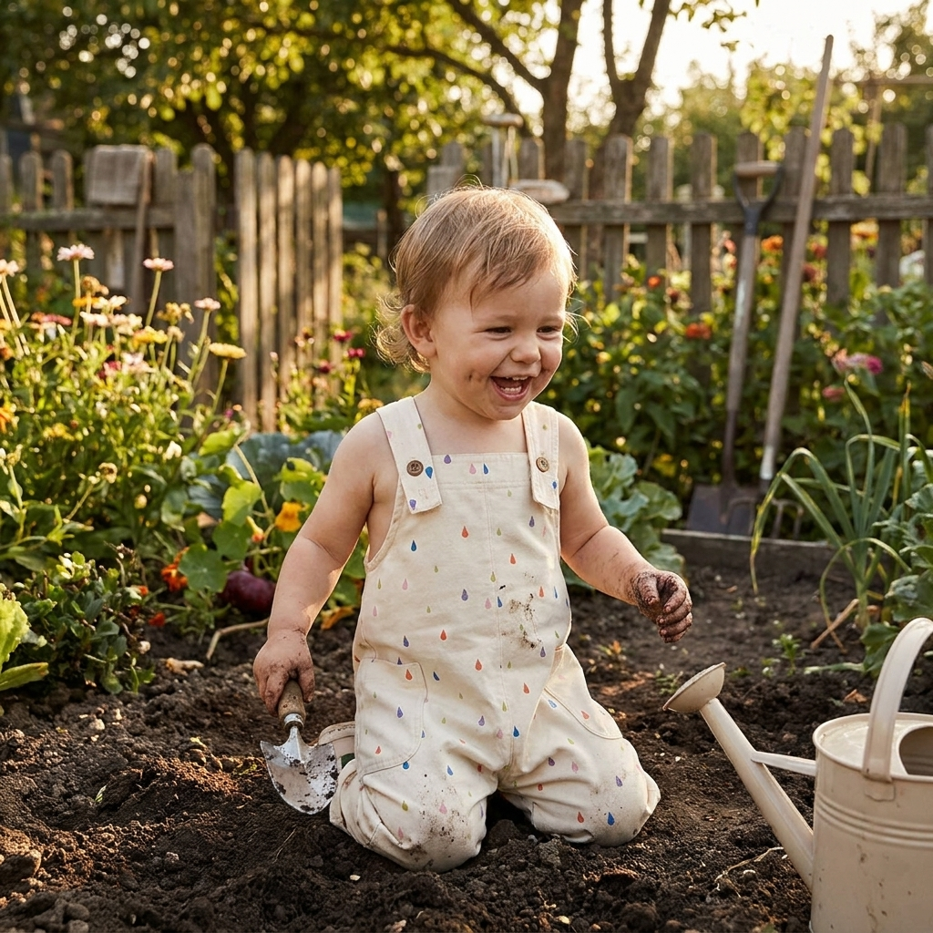 Kids Polka Dot Spring Overalls lifestyle 1