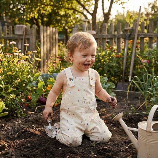 Kids Polka Dot Spring Overalls lifestyle 1