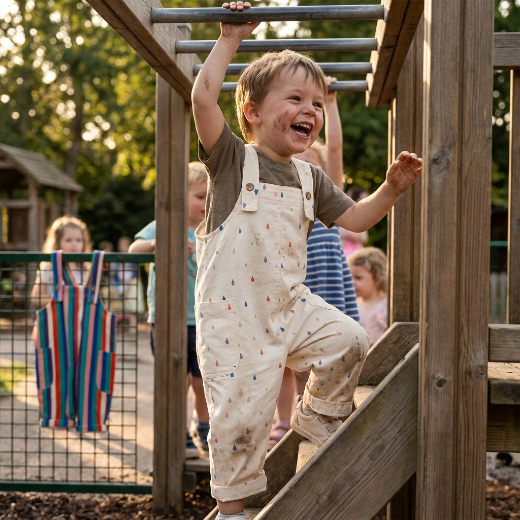 Kids Polka Dot Spring Overalls lifestyle 2
