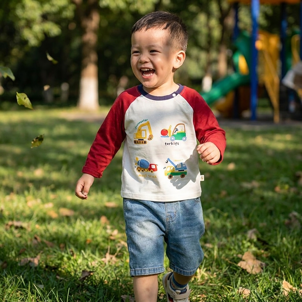 Kids Cartoon Car Print Shirt lifestyle 2