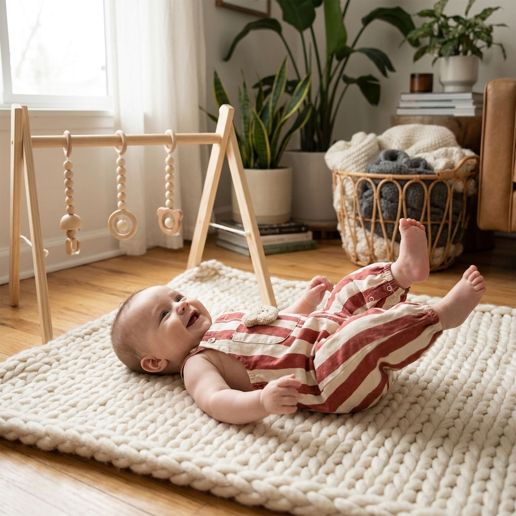 Baby Striped Bear Romper lifestyle 1