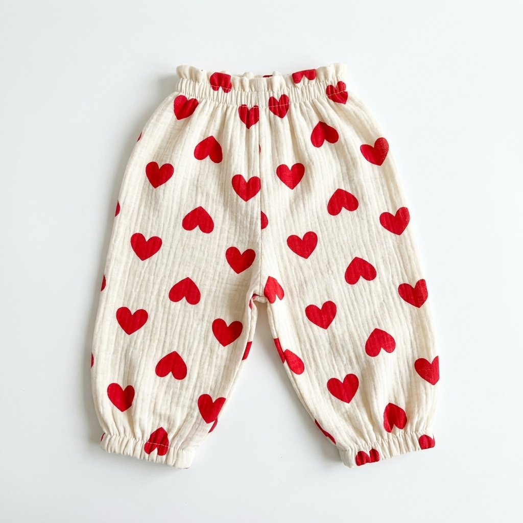 Baby Girls Printed Casual Pants - Red Heart