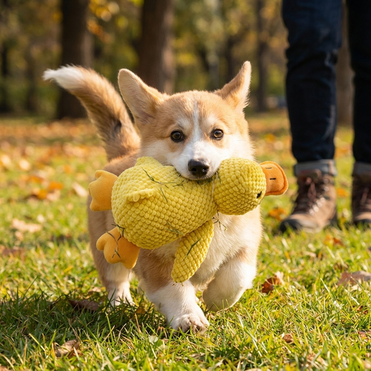 Calming Duck Dog Toy lifestyle