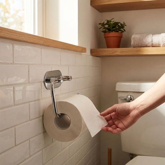 Adhesive Stainless Steel Toilet Roll Holder lifestyle