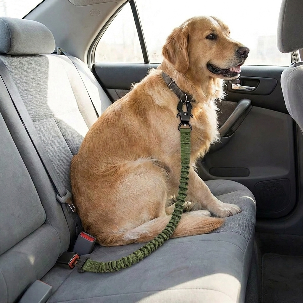 Short Green Bungee Dog Leash lifestyle