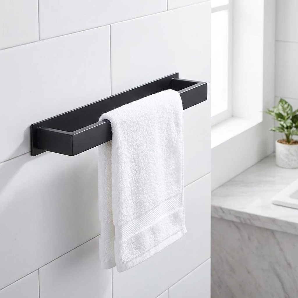 Black Towel Bar 30cm lifestyle