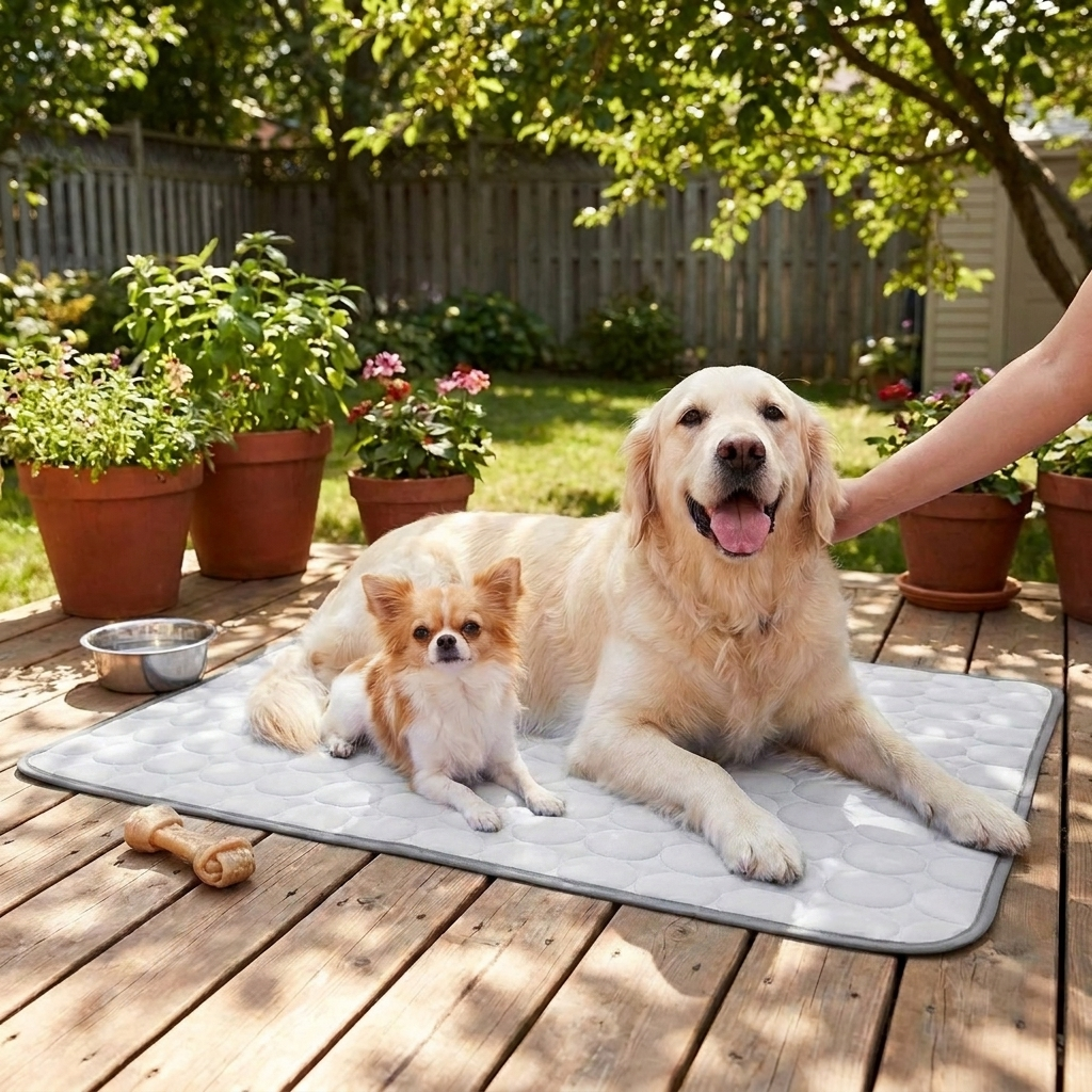 Grey Cooling Dog Cat Mat - Lifestyle