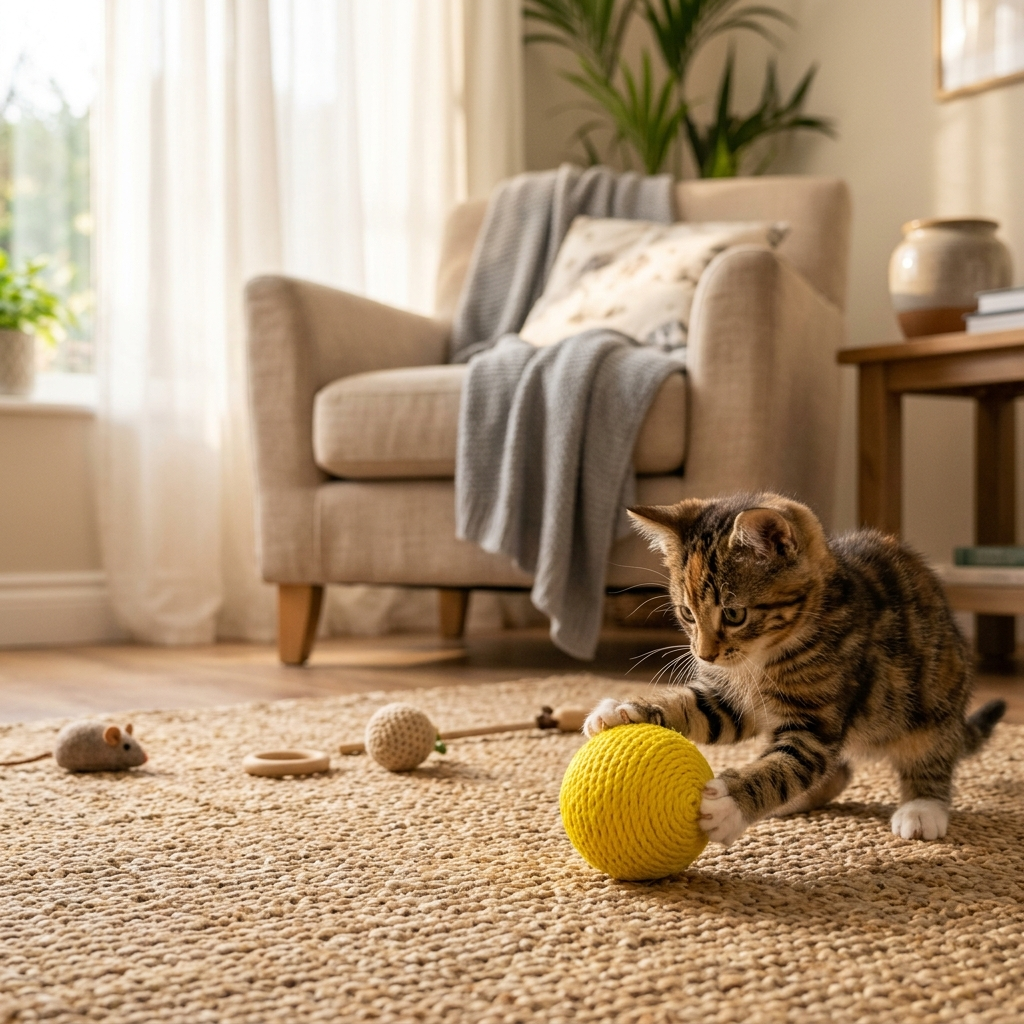 Yellow sisal cat scratch ball