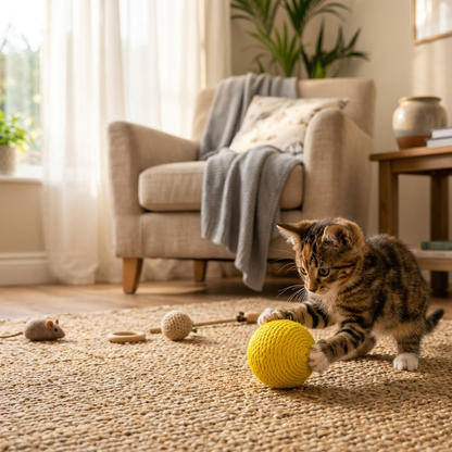Yellow sisal cat scratch ball