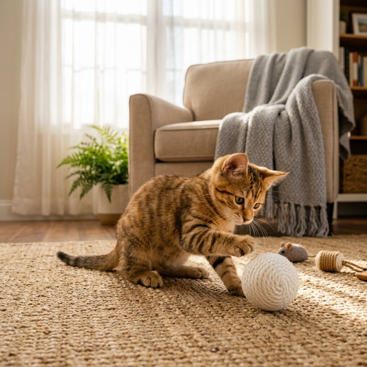 White sisal cat scratch ball