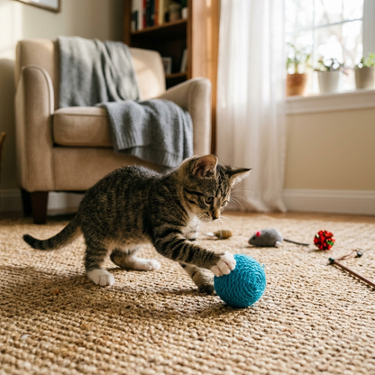 Blue sisal cat scratch ball