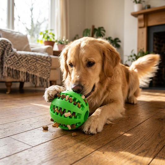 Green treat feeder dog chew ball