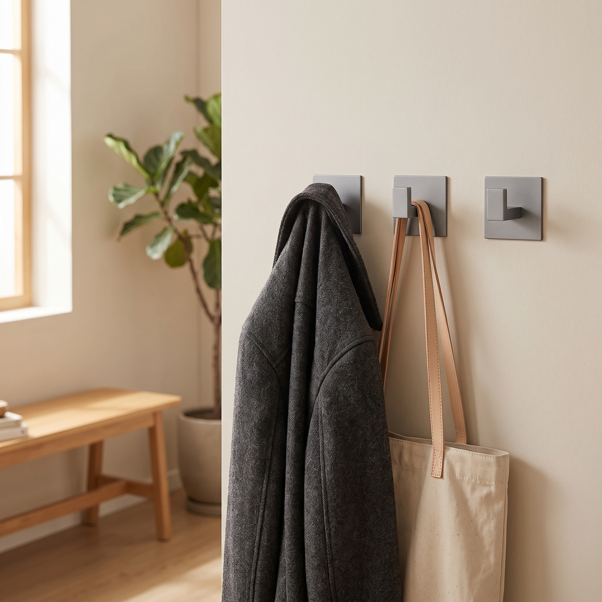 Gray adhesive wall hooks