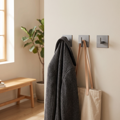 Gray adhesive wall hooks