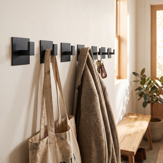 Black adhesive wall hooks