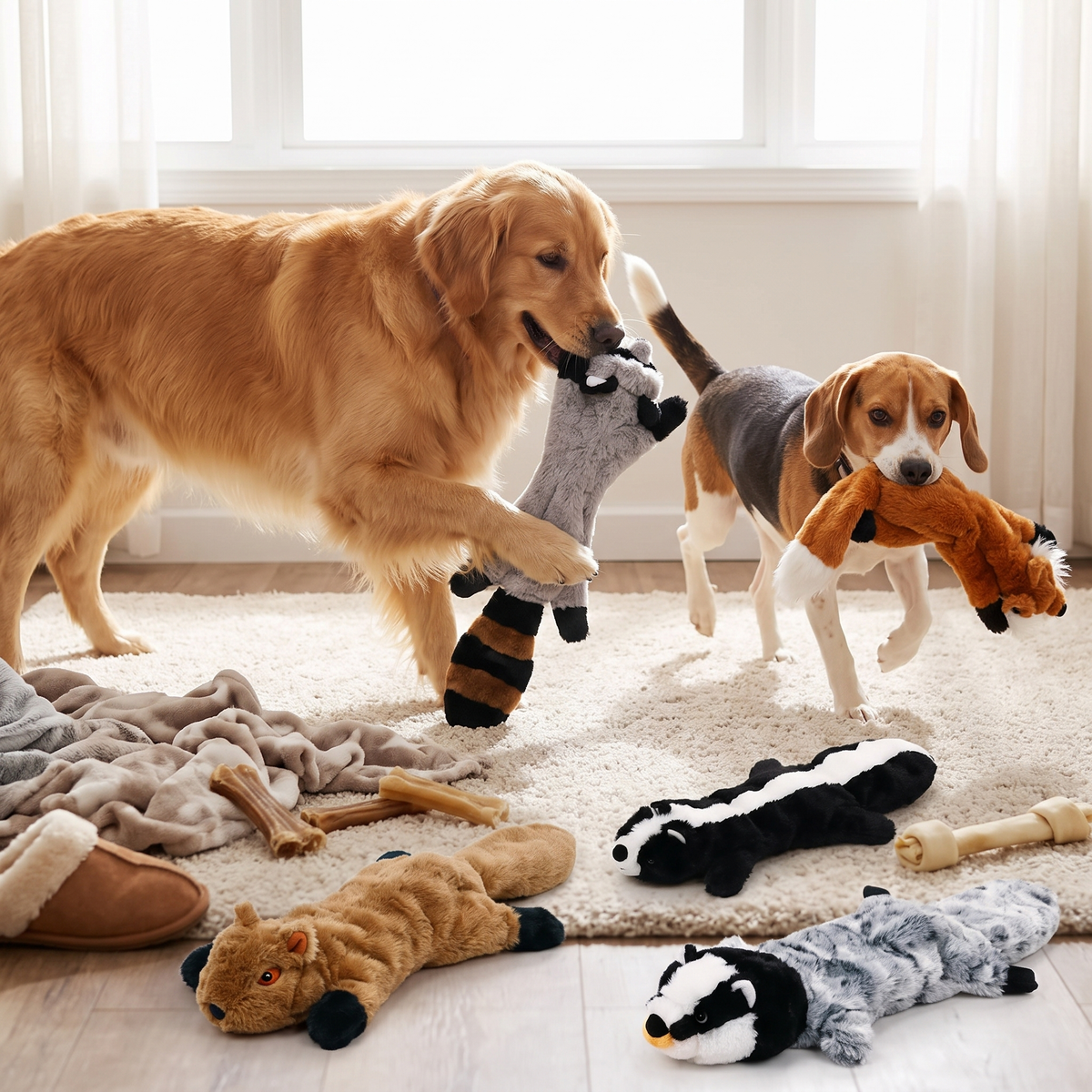 Stuffingless Squeaky Dog Toy lifestyle