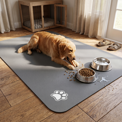 Absorbent Pet Feeding Mat lifestyle