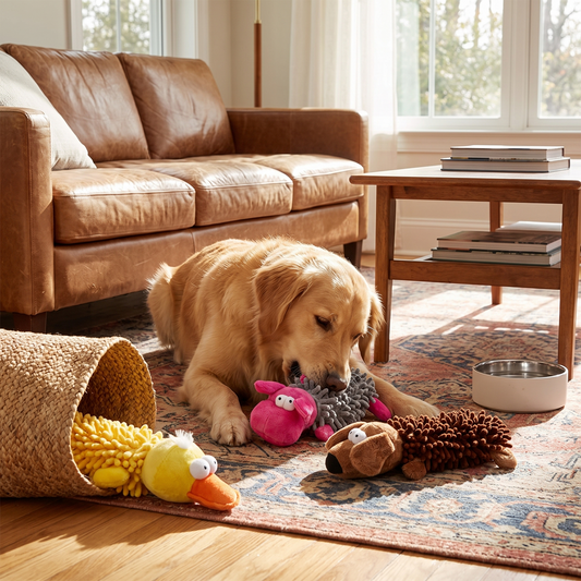 Squeaky Plush Dog Toy lifestyle