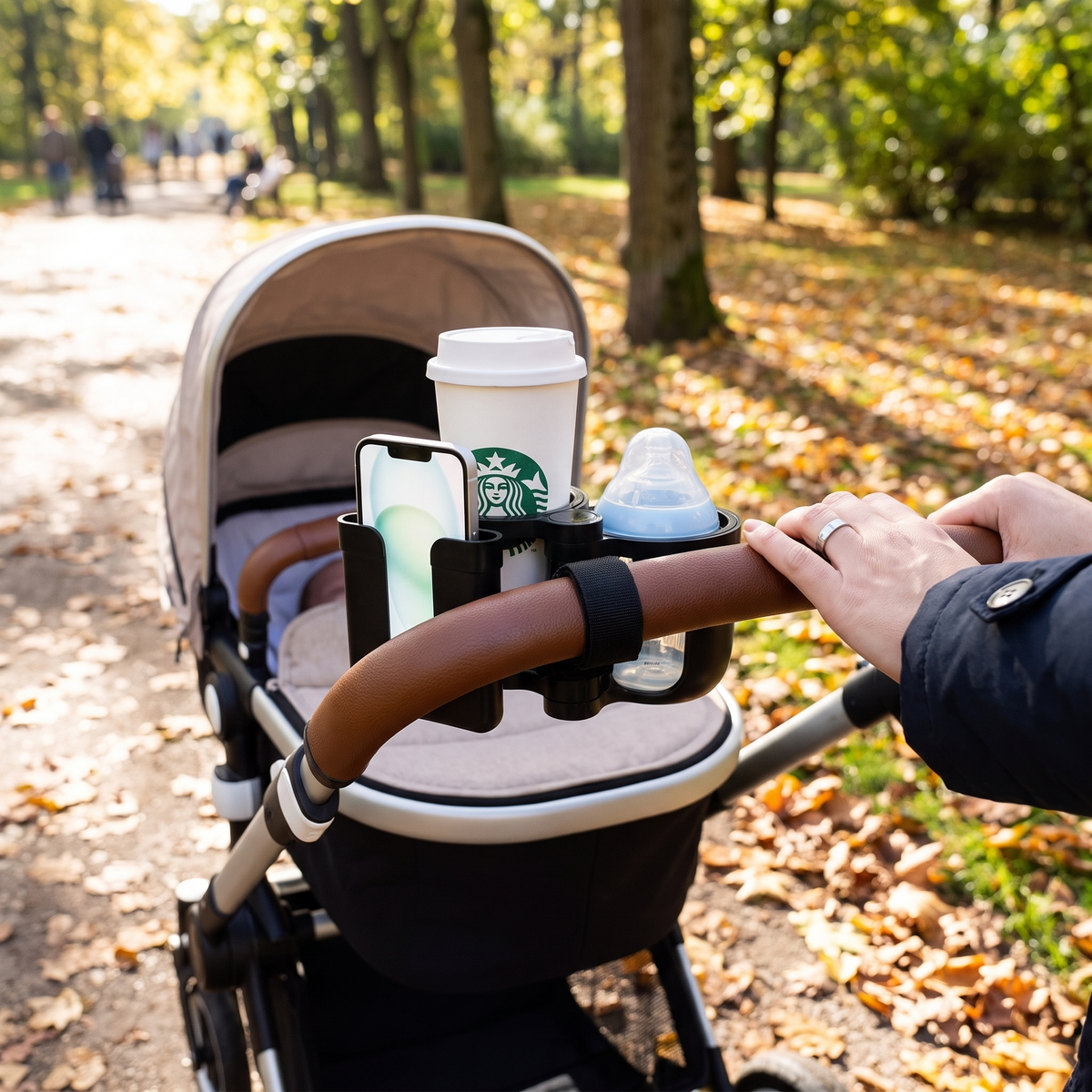 Universal Dual Cup Stroller Holder lifestyle