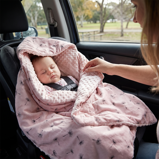 Newborn Hooded Stroller Blanket Wrap lifestyle