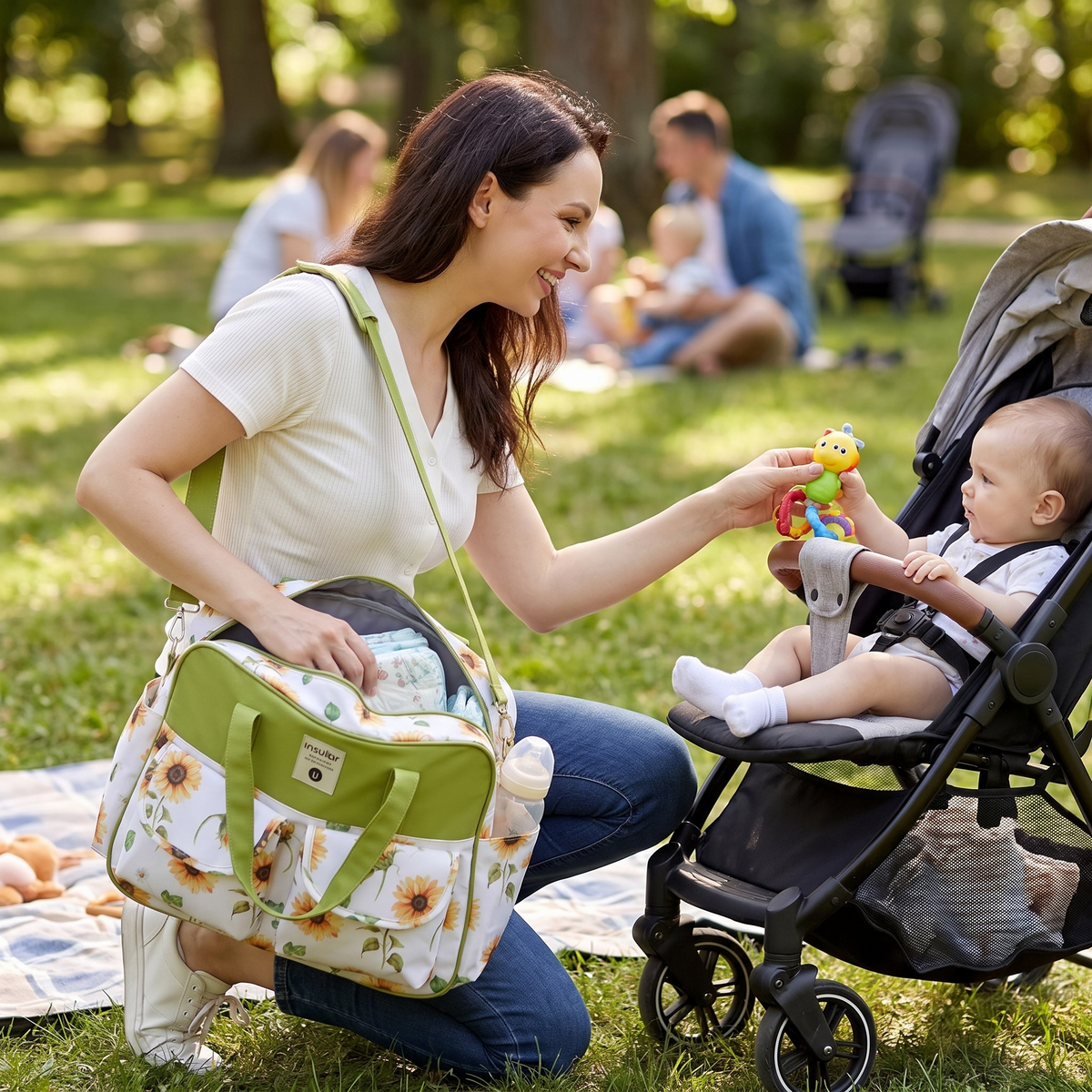Fashion Print Shoulder Diaper Bag lifestyle