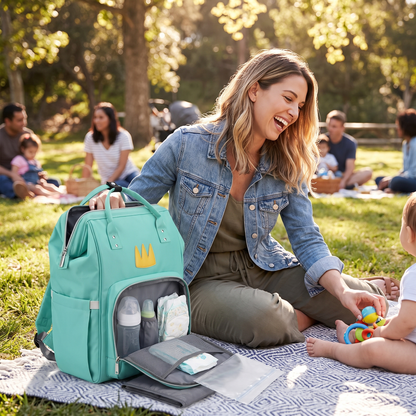 Green Maternity Backpack lifestyle
