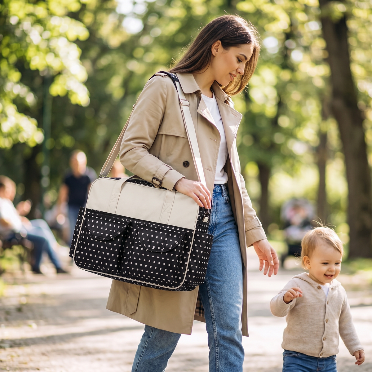 Dots diaper bag lifestyle