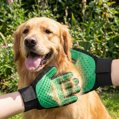 Green grooming glove lifestyle