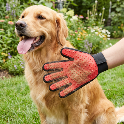 Red grooming glove lifestyle