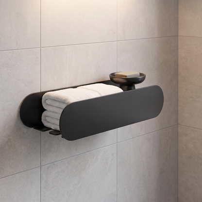 Black Aluminium Shower Caddy - Black lifestyle